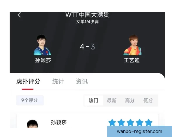 孙颖莎四比零击败王艺迪六年九次进决赛仍难超越顶级对手